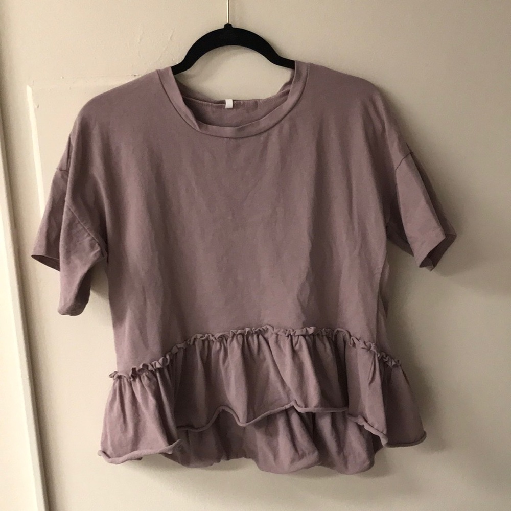 Plum Colored Ruffle Peplum Tee